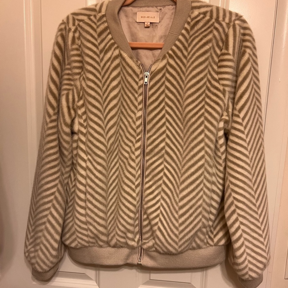 Skies Are Blue Sadie Faux fur Bomber Jackets Size Large